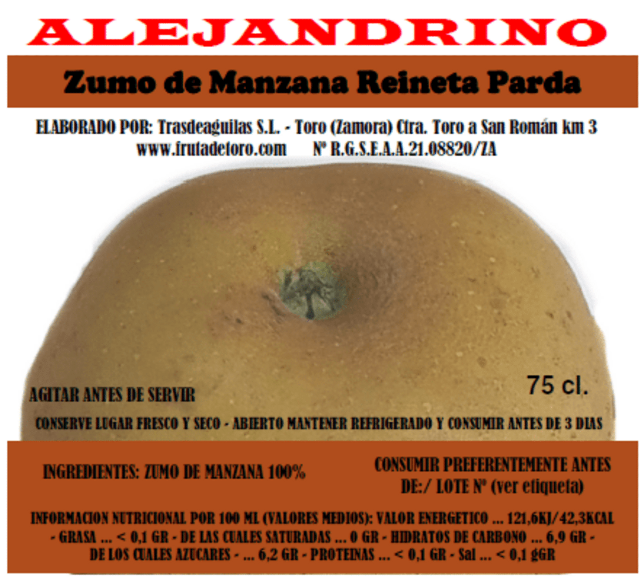 Alejandrino Zumo Natural de Manzana Reineta Parda - 3 botellas - 3