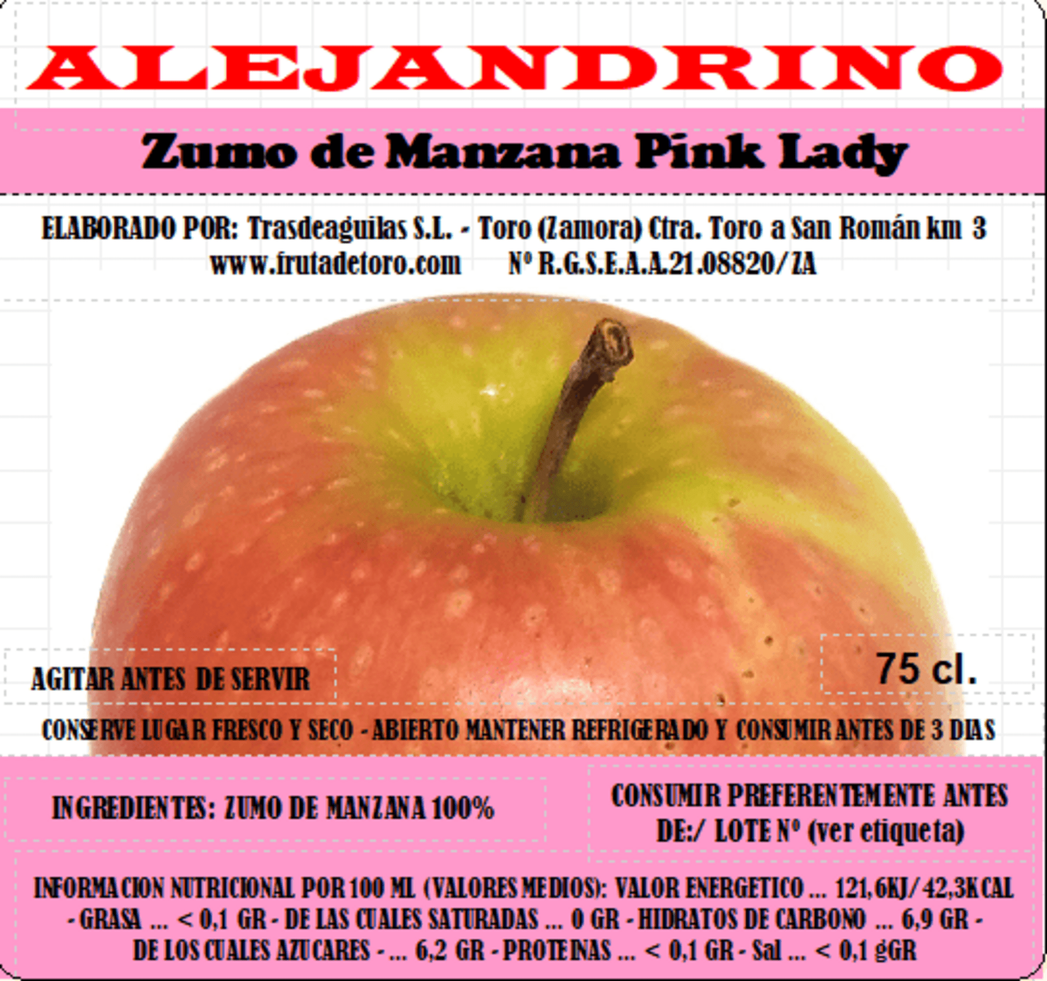 Alejandrino Zumo Natural de Manzana Pink Lady - 3 botellas - 3