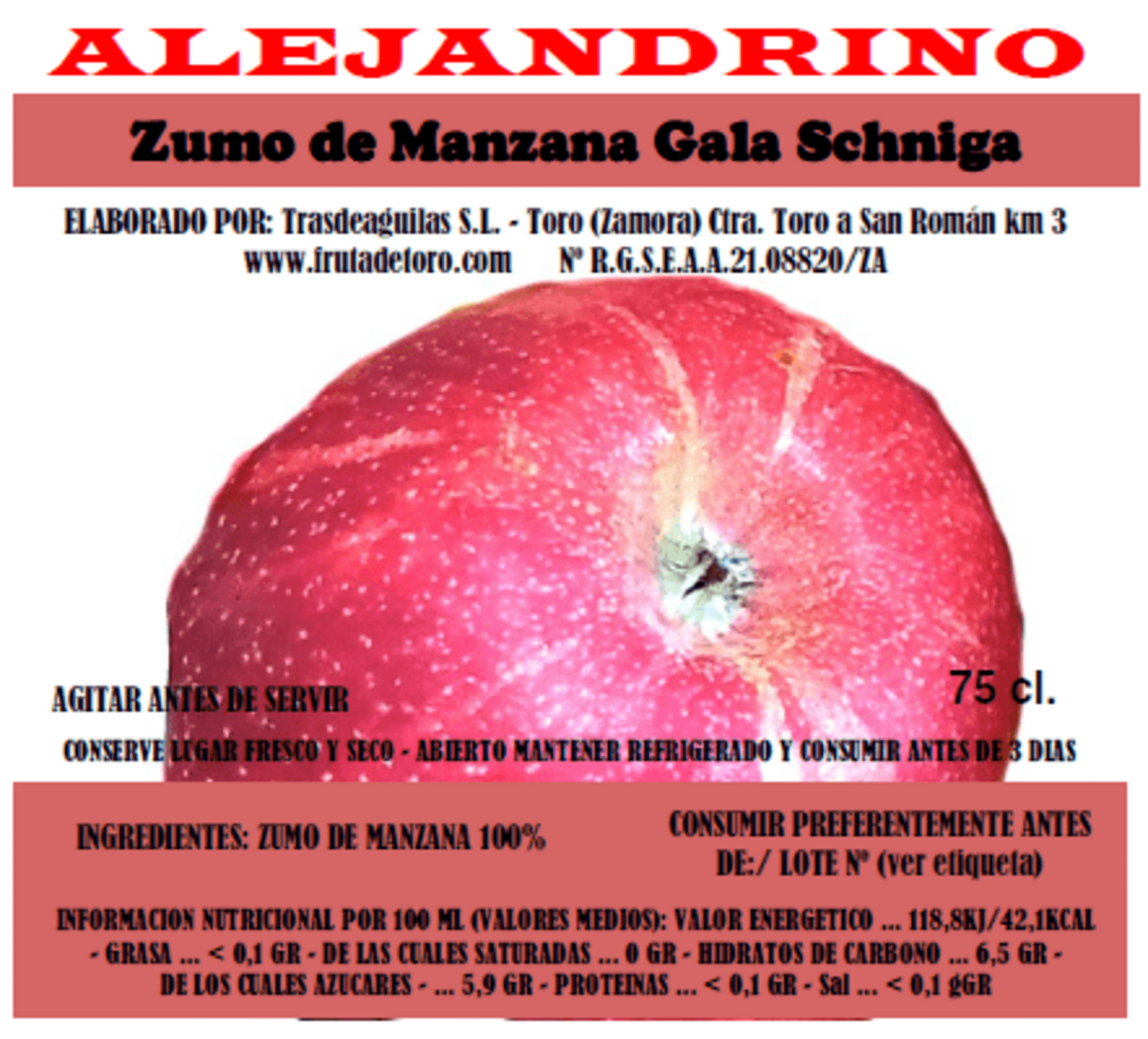 Alejandrino Zumo Natural de Manzana Gala - 3 botellas - 3