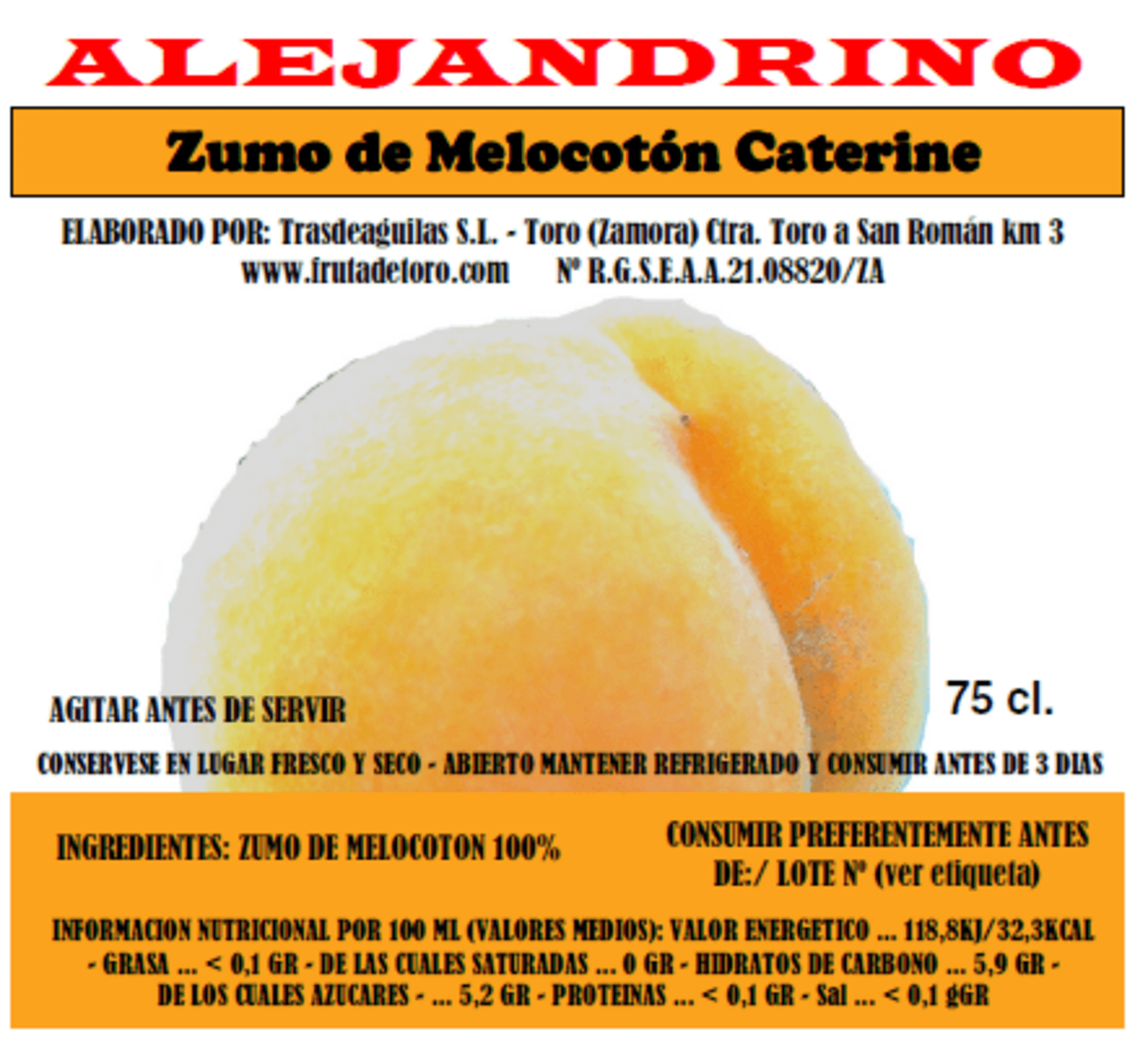 Alejandrino Zumo Natural de Melocotón - 3 botellas - 3